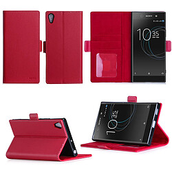 Sony Xperia XA1 Ultra : Housse Portefeuille luxe rouge Style Cuir avec stand - Etui coque de protection Sony XA 1 Ultra 2017 6 pouces Dual SIM avec porte cartes - Accessoires pochette XEPTIO : Exceptional case !