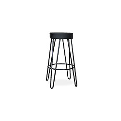 ICONIK INTERIOR Tabouret Rond - Design Industriel - 80 cm - Elan Noir