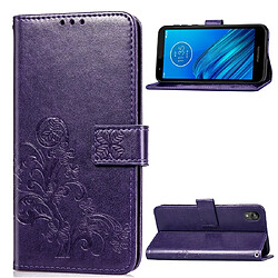 Wewoo Housse Coque Pour moto e6 étui en cuir de protection téléphone portable avec boucle estampée à gaufrée lanière et emplacement carteportefeuille et support violet