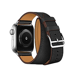 Wewoo Pour Apple Watch Bracelet en cuir à double boucle universelle cuirgénération 42mm noir