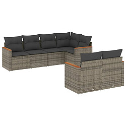 vidaXL Salon de jardin avec coussins 7 pcs gris résine tressée