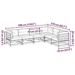 vidaXL Salon de jardin 6 pcs et coussins bois massif sapin de douglas pas cher