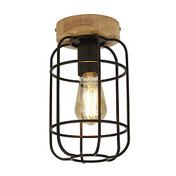 Searchlight Plafonnier Cage, Noir Mat & Bois