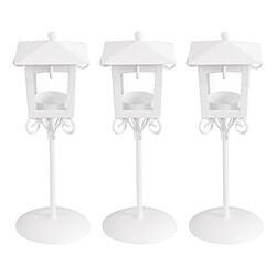 3 Pièces Bougeoir En Métal Style Rétro Chandelier Blanc Pièce Maîtresse De Mariage