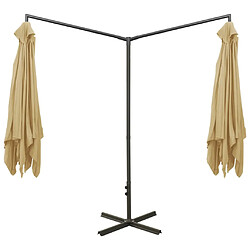 Avis Helloshop26 Parasol double avec mât en acier taupe 600 x 300 cm 02_0008434