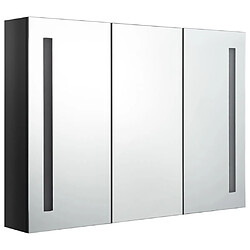 vidaXL Armoire de salle de bain à miroir LED 89x14x62 cm noir brillant