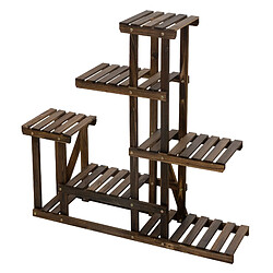 ML DESIGN MODERN LIVING Étagère à fleurs en bois brun carbonisé meuble 6 niveaux support pot pour salon