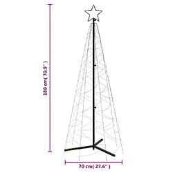 vidaXL Arbre de Noël cône 200 LED Colorées 70x180 cm pas cher