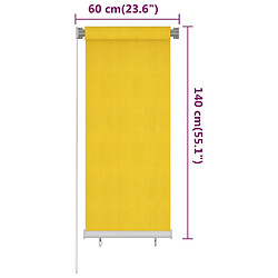 vidaXL Store roulant d'extérieur 60x140 cm Jaune PEHD pas cher