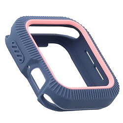 Acheter Etui de protection bicolore en silicone souple pour montre Apple 4 40 mm bleu + rose