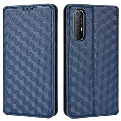 Etui en PU anti-scratch, motif losange avec support, bleu pour votre Oppo Reno3 Pro 5G/Find X2 Neo