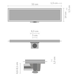 Helloshop26 Caniveau drain de douche 2 en 1 avec couvercle 53 x 14 cm acier inoxydable 02_0003009 pas cher