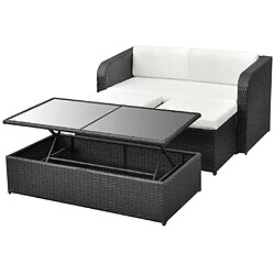 Maison Chic Salon de jardin 4 pcs + coussins - Mobilier/Meubles de jardin - Table et chaises d'extérieur Résine tressée Noir -MN12750 pas cher