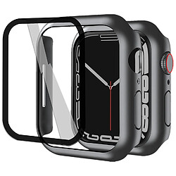 Film protecteur verre trempé 3D incurvé pour Apple Watch Series 7 45mm + coque de protection noir - VISIODIRECT -