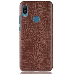 Wewoo Coque PC + PU antichoc en texture de crocodile pour Huawei Y6 2019 marron