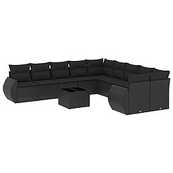 Maison Chic Salon de jardin 11 pcs avec coussins | Ensemble de Table et chaises | Mobilier d'Extérieur noir résine tressée -GKD77338