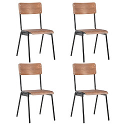 Maison Chic Lot de 4 Chaises à manger,Chaise pour cuisine marron contreplaqué solide et acier -MN22852