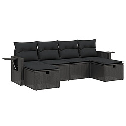 Maison Chic Ensemble Tables et chaises d'extérieur 6pcs avec coussins,Salon de jardin noir résine tressée -GKD729538