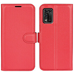 Etui en PU texture litchi, fermoir magnétique, anti-chocs avec support, rouge pour votre ZTE Libero 5G II