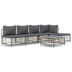 Maison Chic Salon de jardin 6 pcs + coussins - Mobilier/Meubles de jardin - Table et chaises d'extérieur anthracite résine tressée -MN25949