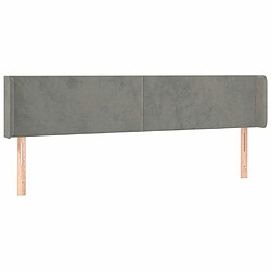 Maison Chic Tête de lit scandinave avec oreilles,meuble de chambre Gris clair 163x16x78/88 cm Velours -MN46360