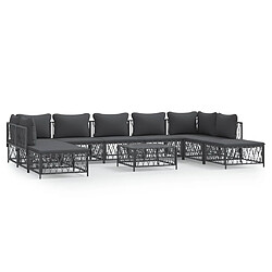 Maison Chic Salon de jardin 10 pcs avec coussins - Table et chaises d'extérieur - Mobilier/Meubles de jardin Moderne anthracite acier -MN38519