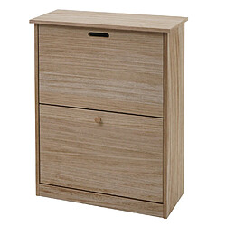 Avis Mendler Meuble à chaussures HWC-K45, armoire à chaussures, 81x60x25cm 2 abattants, MDF en paulownia ~ brun naturel