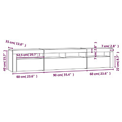 vidaXL Meuble TV avec lumières LED Gris béton 210x35x40 cm pas cher