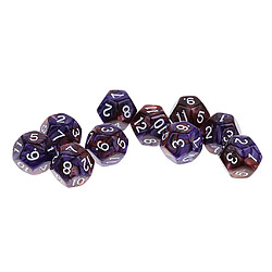 Avis 10pcs 12 sided dés d12 dés polyédriques pour les donjons et les dragons Jeux de table Café violet