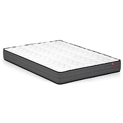 Avis Vente-Unique Lit 140 x 190 cm avec tête de lit capitonnée - Tissu - Gris + Matelas - FRANCESCO