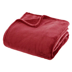 Atmosphera, Createur D'Interieur Grand Plaid en flanelle uni - 230x180 - Rouge