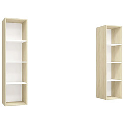 vidaXL Meubles TV muraux 2 pcs Blanc et chêne sonoma Bois d'ingénierie