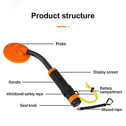 Acheter Détecteur De Métaux Étanche Haute Sensibilité Avec Écran Pour Chasse Au Trésor Orange YONIS