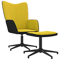 vidaXL Chaise de relaxation et tabouret Jaune moutarde Velours et PVC