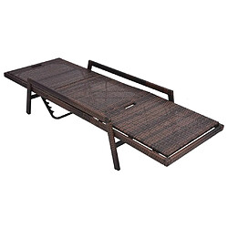 Helloshop26 Transat chaise longue bain de soleil lit de jardin terrasse meuble d'extérieur avec coussin résine tressée marron 02_0012517