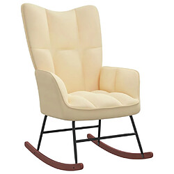 Maison Chic Chaise à bascule | Fauteuil Relax, design moderne Blanc crème Velours -GKD34786