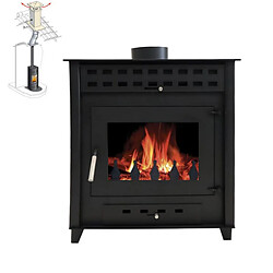 Interstoves Pack Poêle à Bois LUNA 9 bûches 50cm + Kit Conduit 150 - Noir