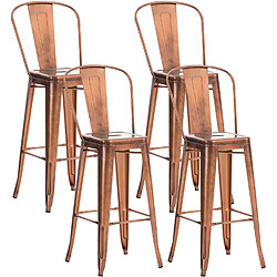 Decoshop26 Lot de 4 tabourets de bar avec repose-pied et dossier design industriel en métal couleur cuivre empilable 10_0004488