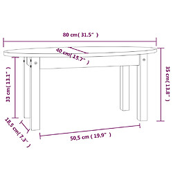 vidaXL Table basse 80x40x35 cm Bois massif de pin pas cher