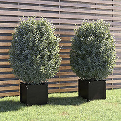 vidaXL Jardinières d'extérieur 2 pcs Noir 40x40x40 cm Bois de pin