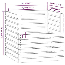 vidaXL Composteur Noir 80x80x78 cm Bois massif de pin pas cher