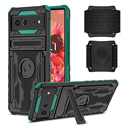 Coque en TPU anti-griffes, anti-choc avec béquille, vert noirâtre pour votre Google Pixel 6