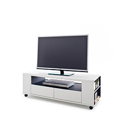 Pegane Meuble TV en blanc mat - L119 x H46 x P43 cm