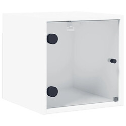 vidaXL Table de chevet avec porte en verre blanc 35x37x35 cm