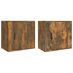 Maison Chic Lot de 2 Tables de Chevet murales - Tables de Nuit Chêne fumé 50x30x47 cm