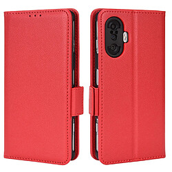 Etui en PU texture litchi, fermoir aimanté avec support rouge pour votre Xiaomi Poco F3 GT/Redmi K40 Gaming