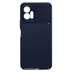 Avizar Coque Vivo Y55 5G Silicone Gel Flexible Design Effet fibre de carbone bleu nuit