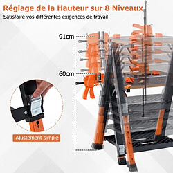 Avis Helloshop26 Table de travail pliante et chevalet de sciage 2 en 1 capacité 454 kg 2 pinces rapides et 4 chiens de serrage 8 hauteurs réglables de garage orange 20_0009439