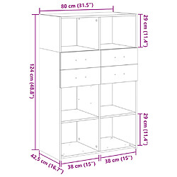 vidaXL Buffet haut chêne fumé 80x42,5x124 cm bois d'ingénierie pas cher