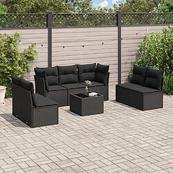 Maison Chic Salon de jardin 8 pcs avec coussins | Ensemble de Table et chaises | Mobilier d'Extérieur noir résine tressée -GKD17945